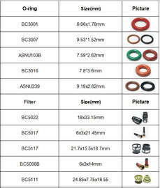 ASNU103B Fuel Injector Repair Kits For Nissan Side Feed Injector Size 7.59 X 2.62mm